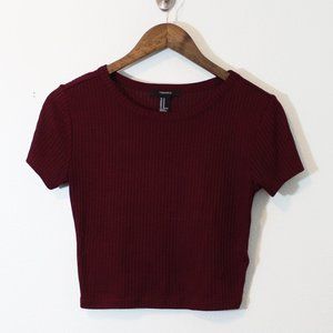 Forever 21 Crop Top Maroon Medium
